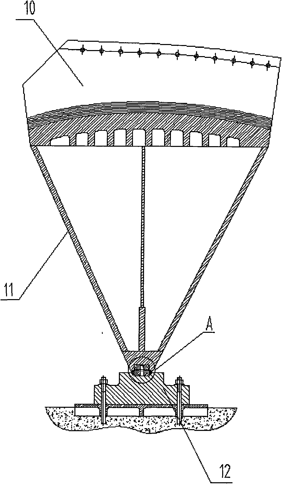 Dispersed cable saddle structure for bridge