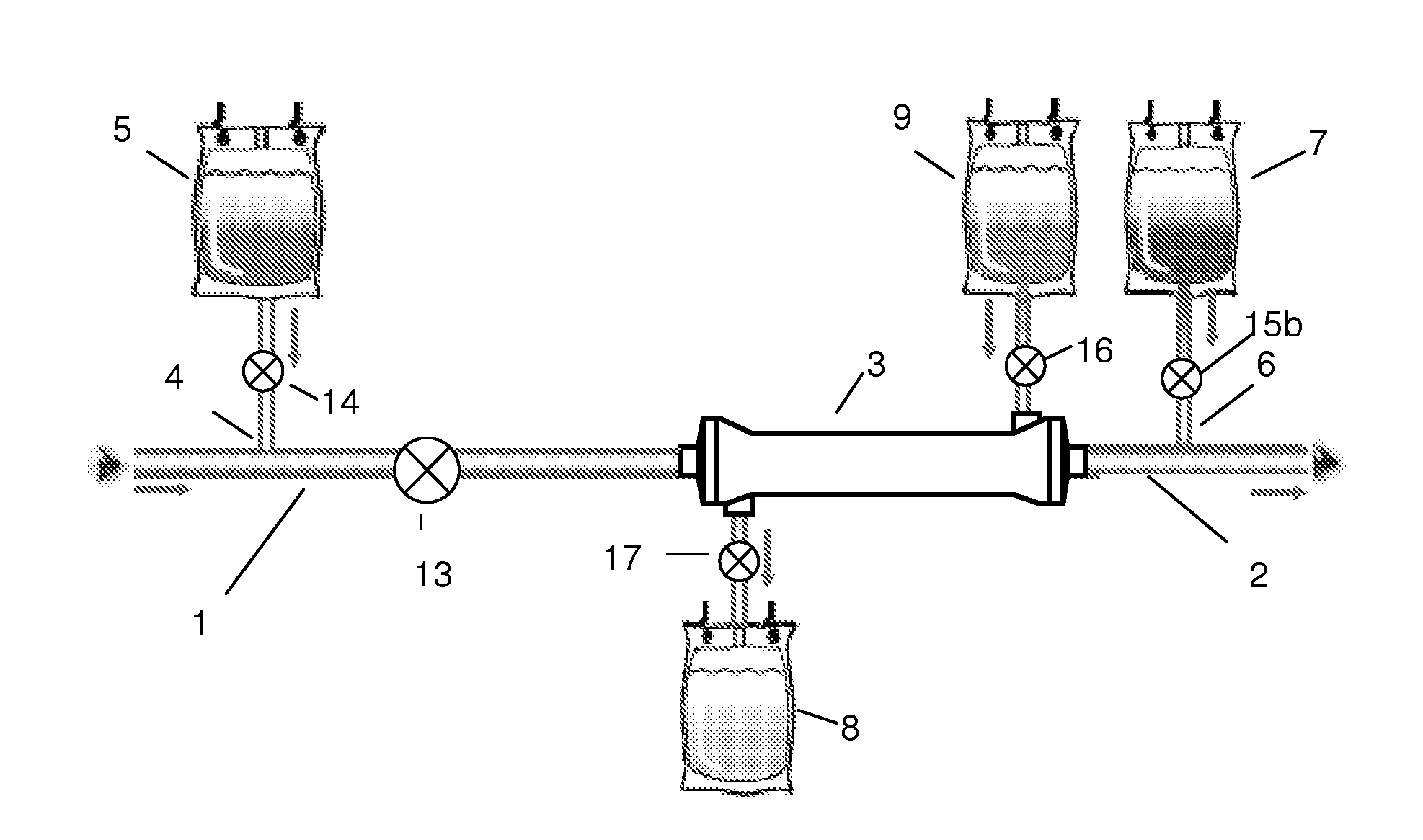 Multipart fluid system and a system for regional citrate anticoagulation in an extracorporeal blood circuit