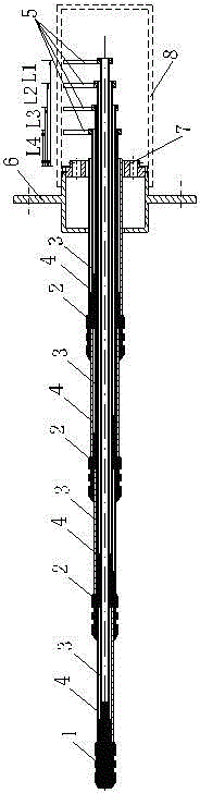 Rod type coaxial multi-point displacement measuring device