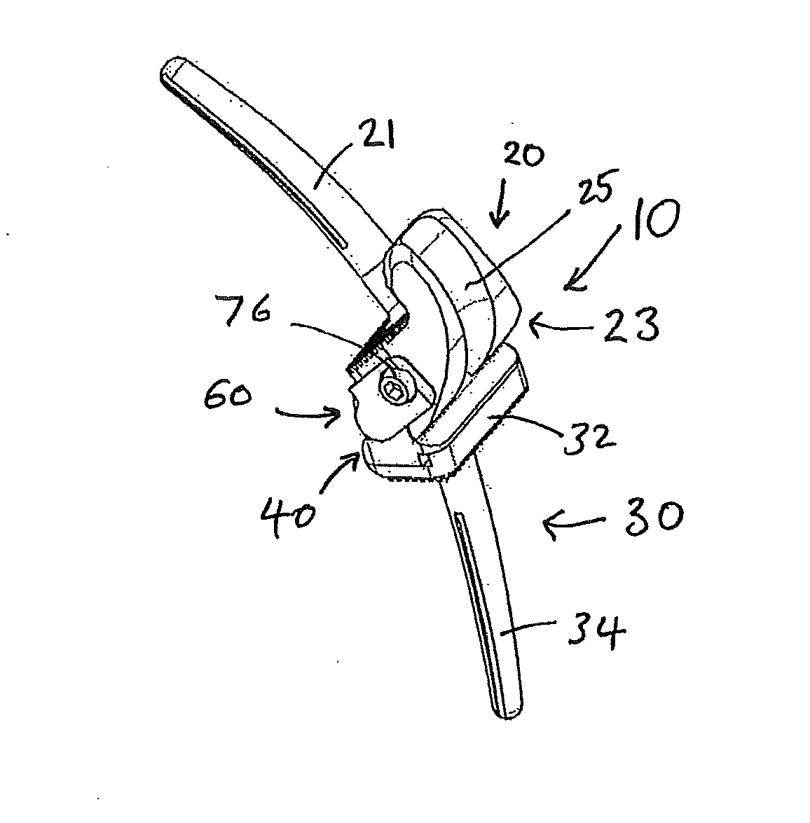 Total knee replacement prosthesis assembly