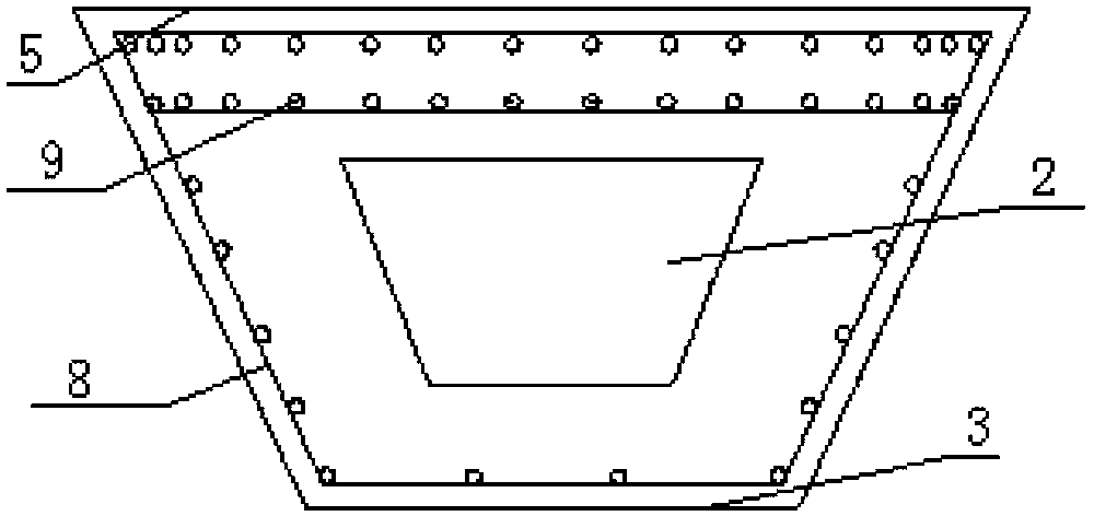 Antiskid pile with hollow outer isosceles trapezoid cross section and in unequal interval arrangement