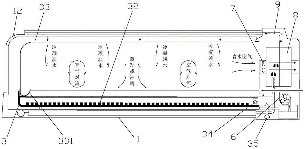 Solar sea water desalination device