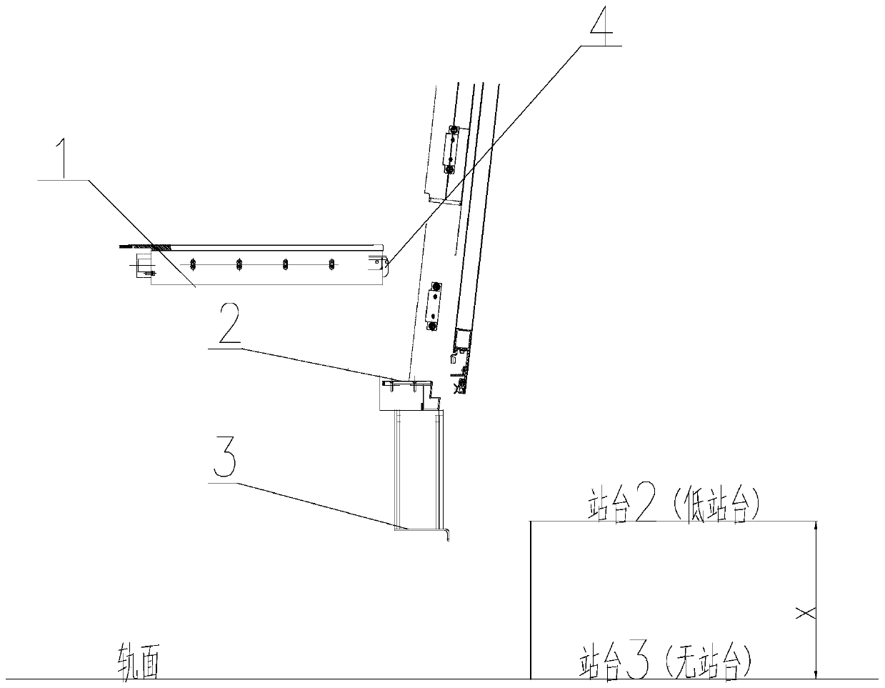 Railway track train and train door entrance step structure thereof