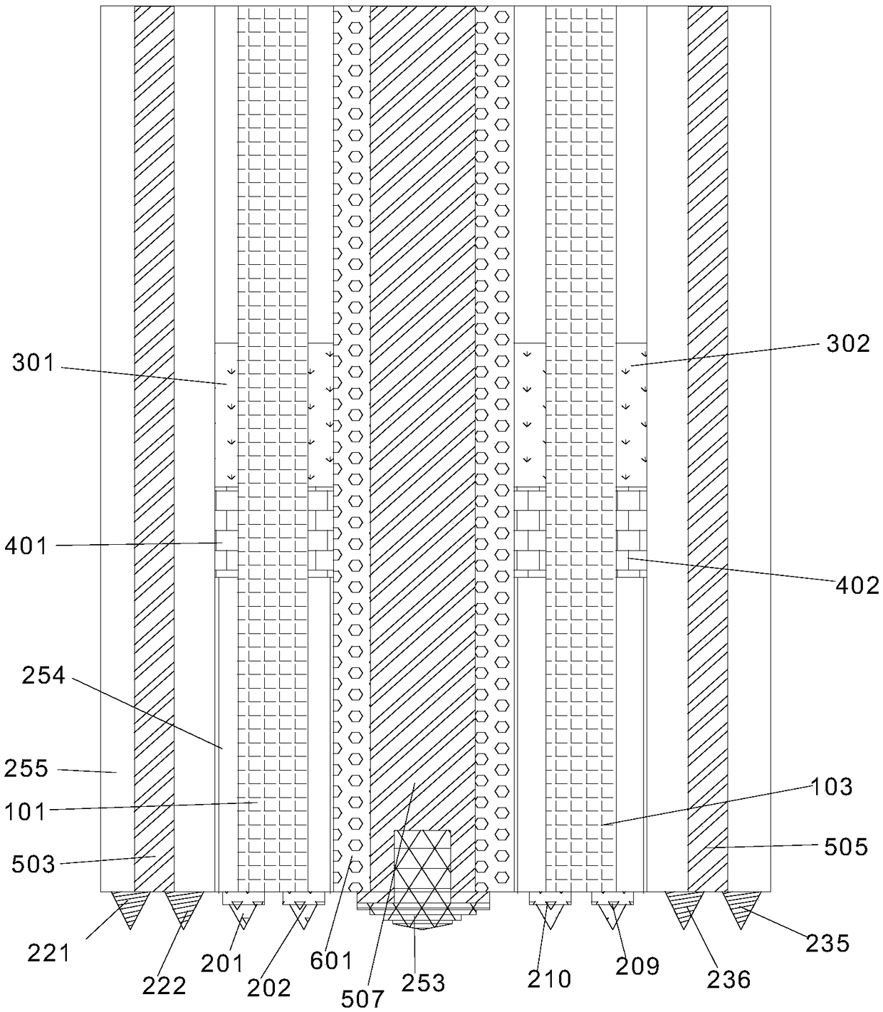 Multi-zone freezing type lifting drill-cutting method for soft and hard strata