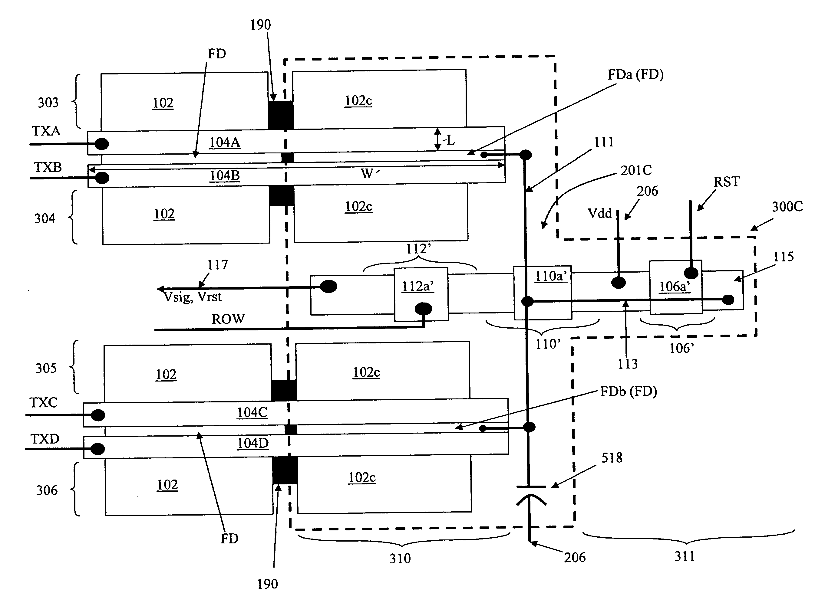 Method and apparatus providing shared pixel architecture