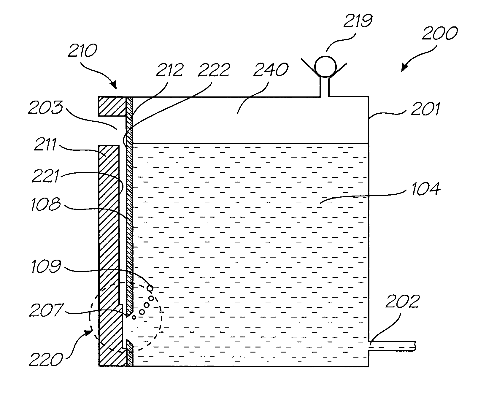 Ink cartridge with pressure regulation