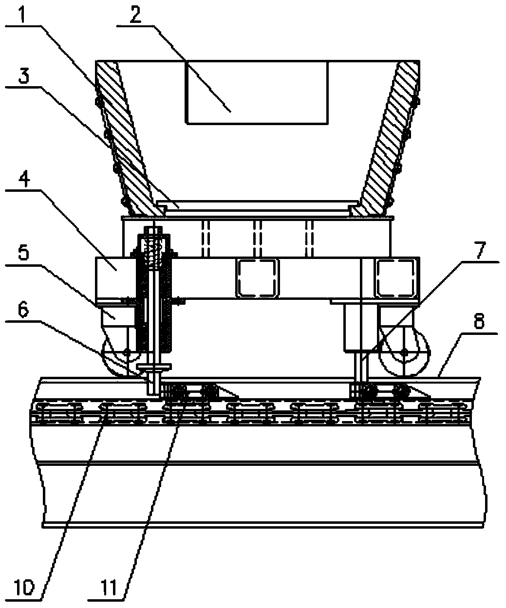 An independently driven online unloading type calcium carbide furnace transport vehicle