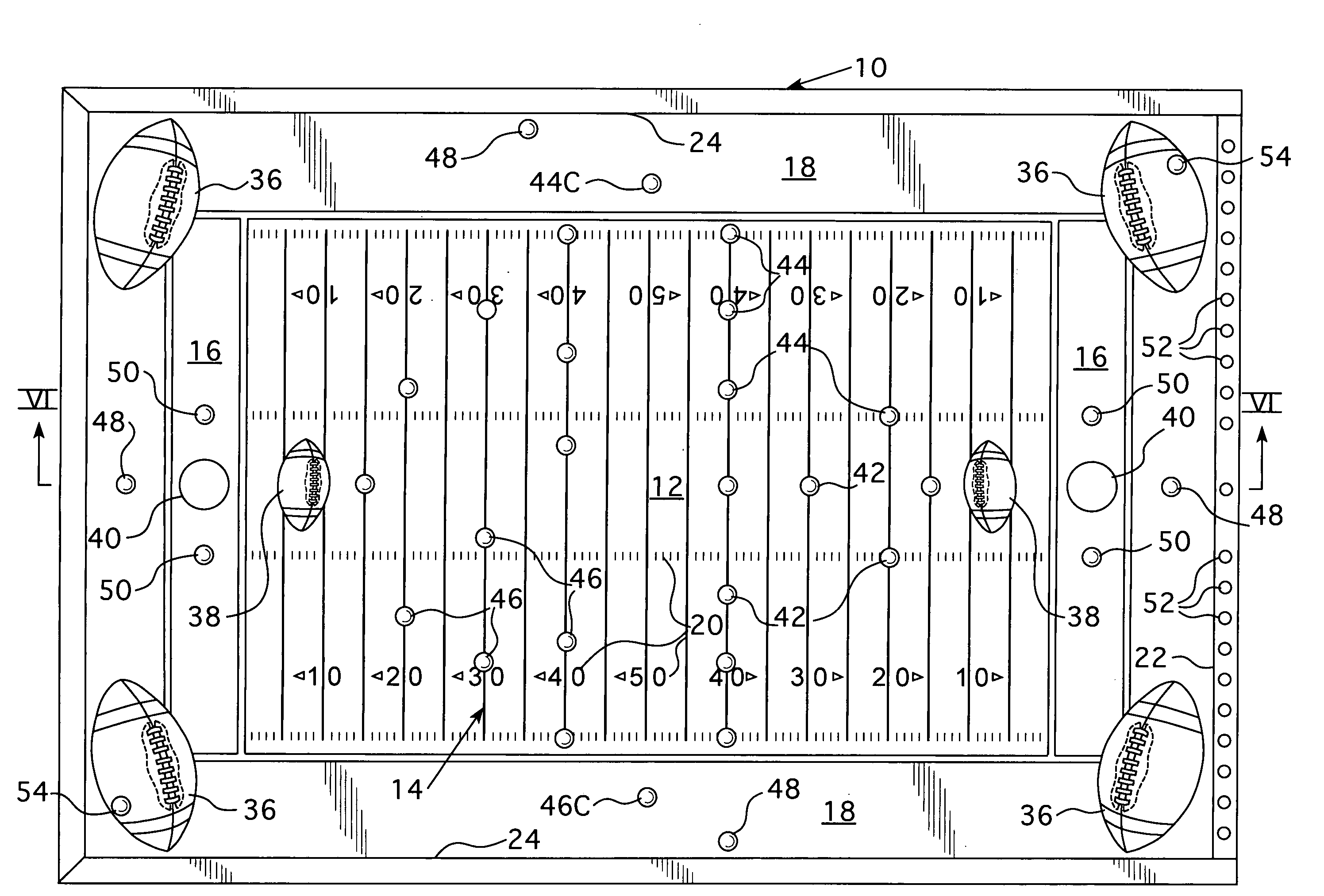 Football board game and method