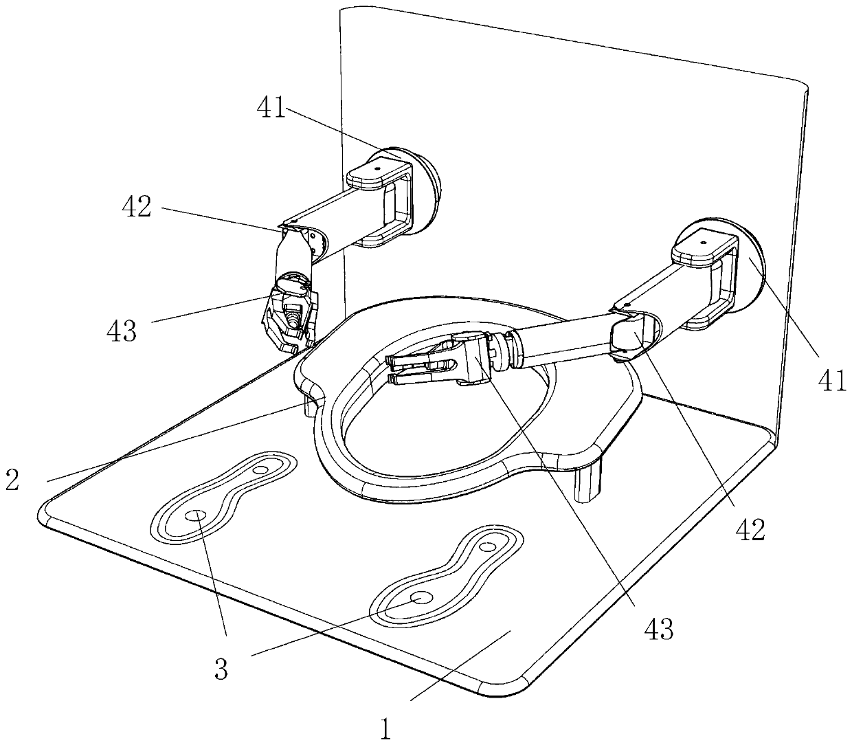 Auxiliary device for helping people with upper limb paralysis take off or change electromagnetic trousers after defecation