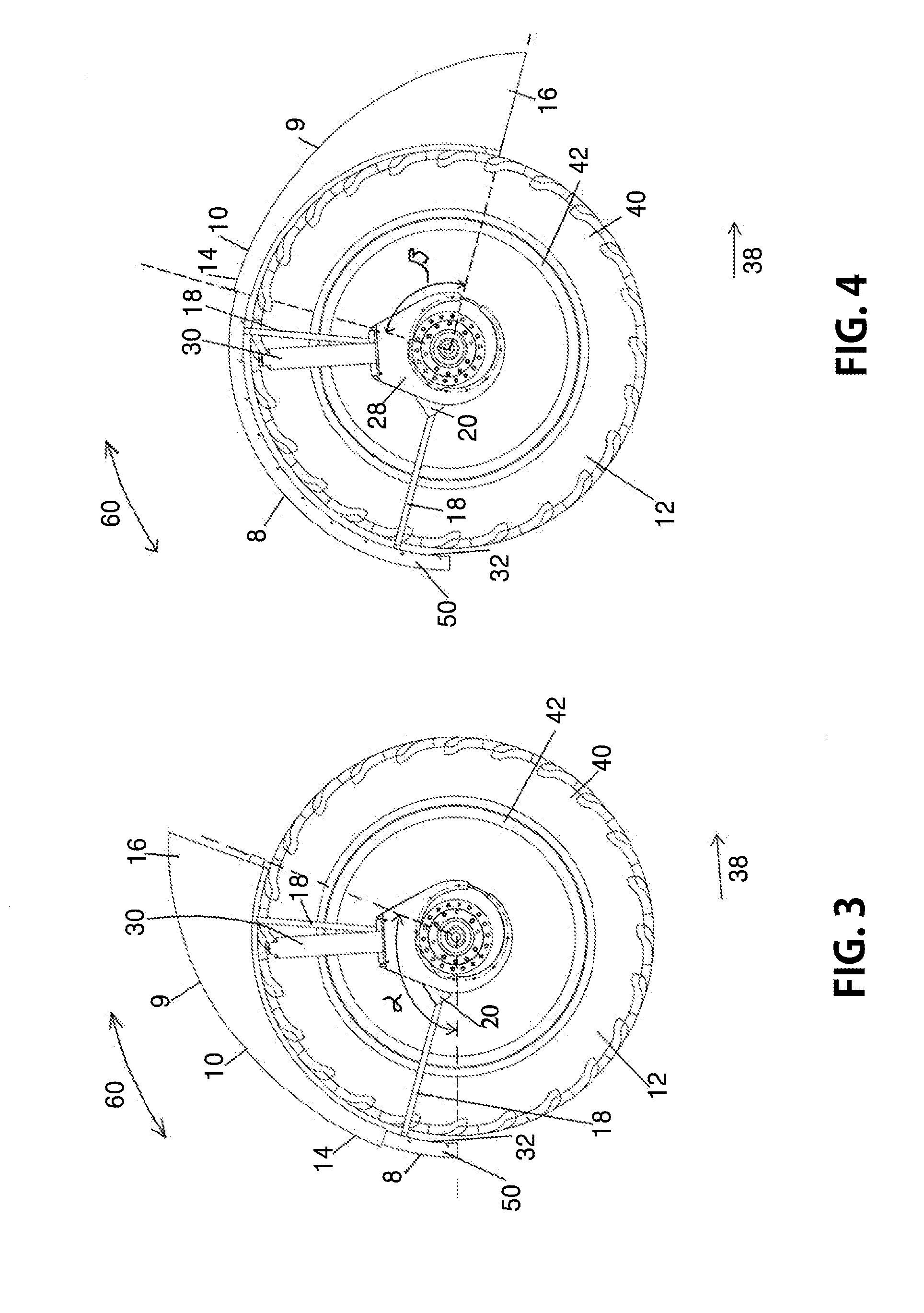 Retractable row crop tire guard