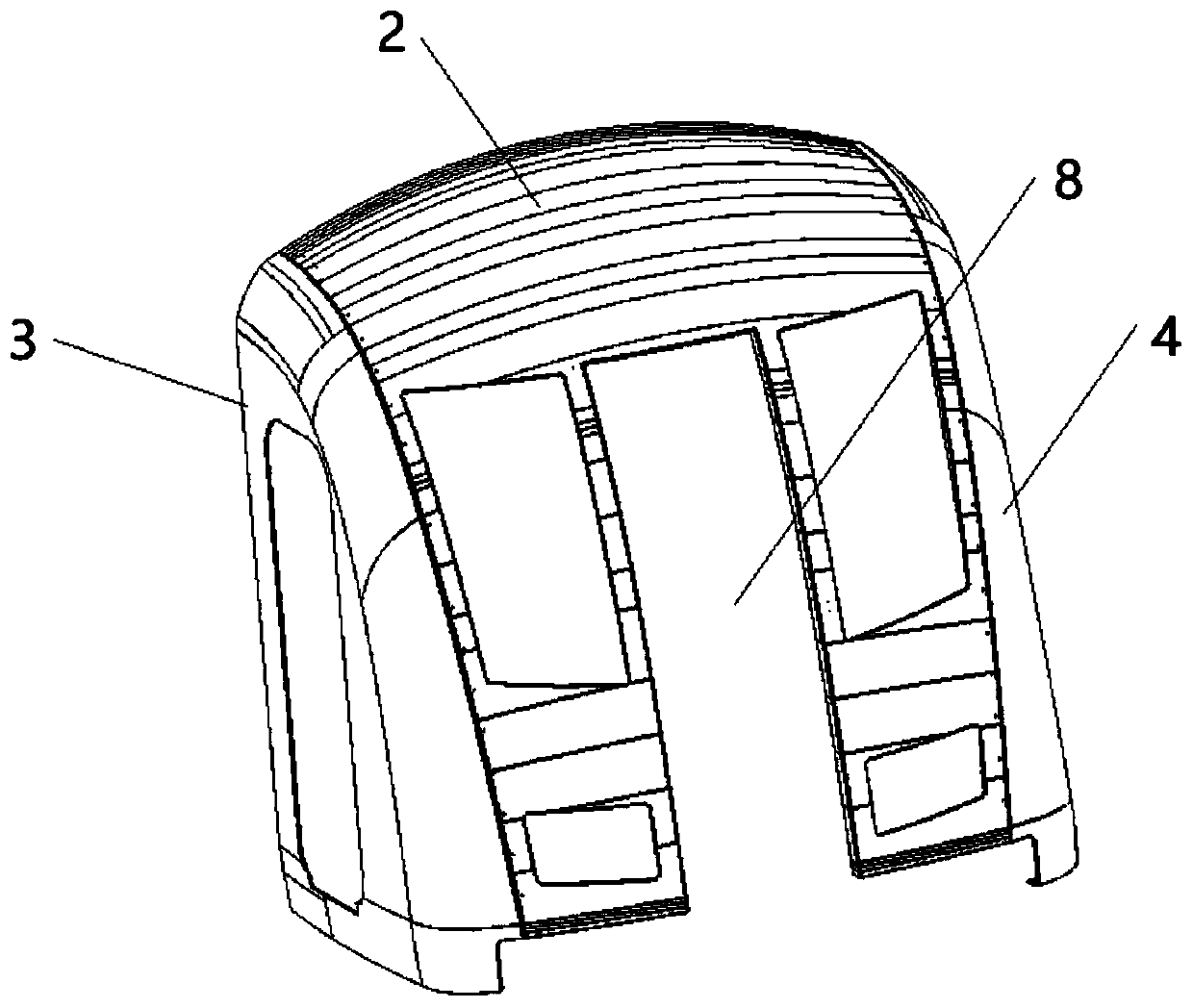 Cab hood structure, railway vehicle and production process