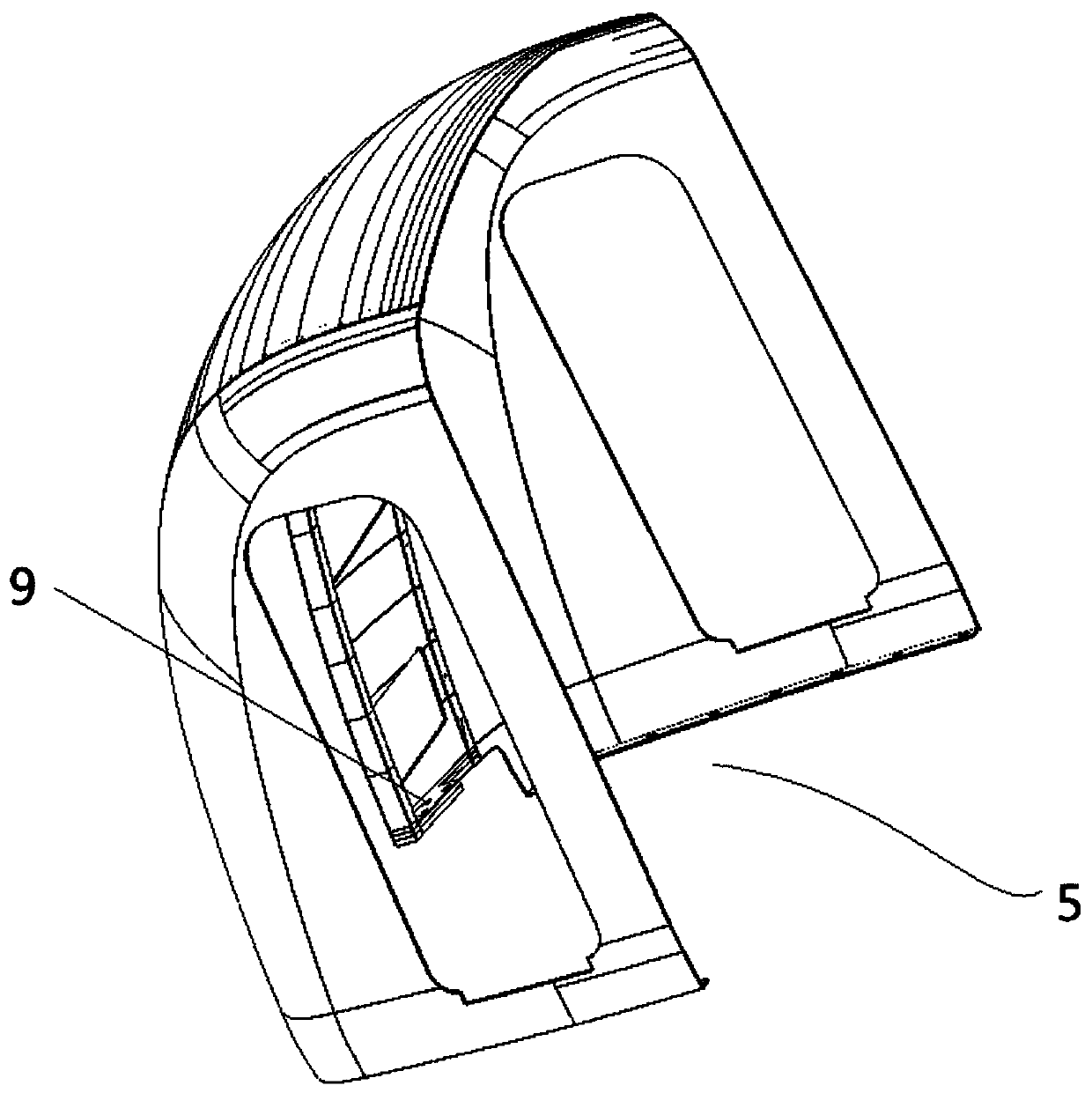 Cab hood structure, railway vehicle and production process