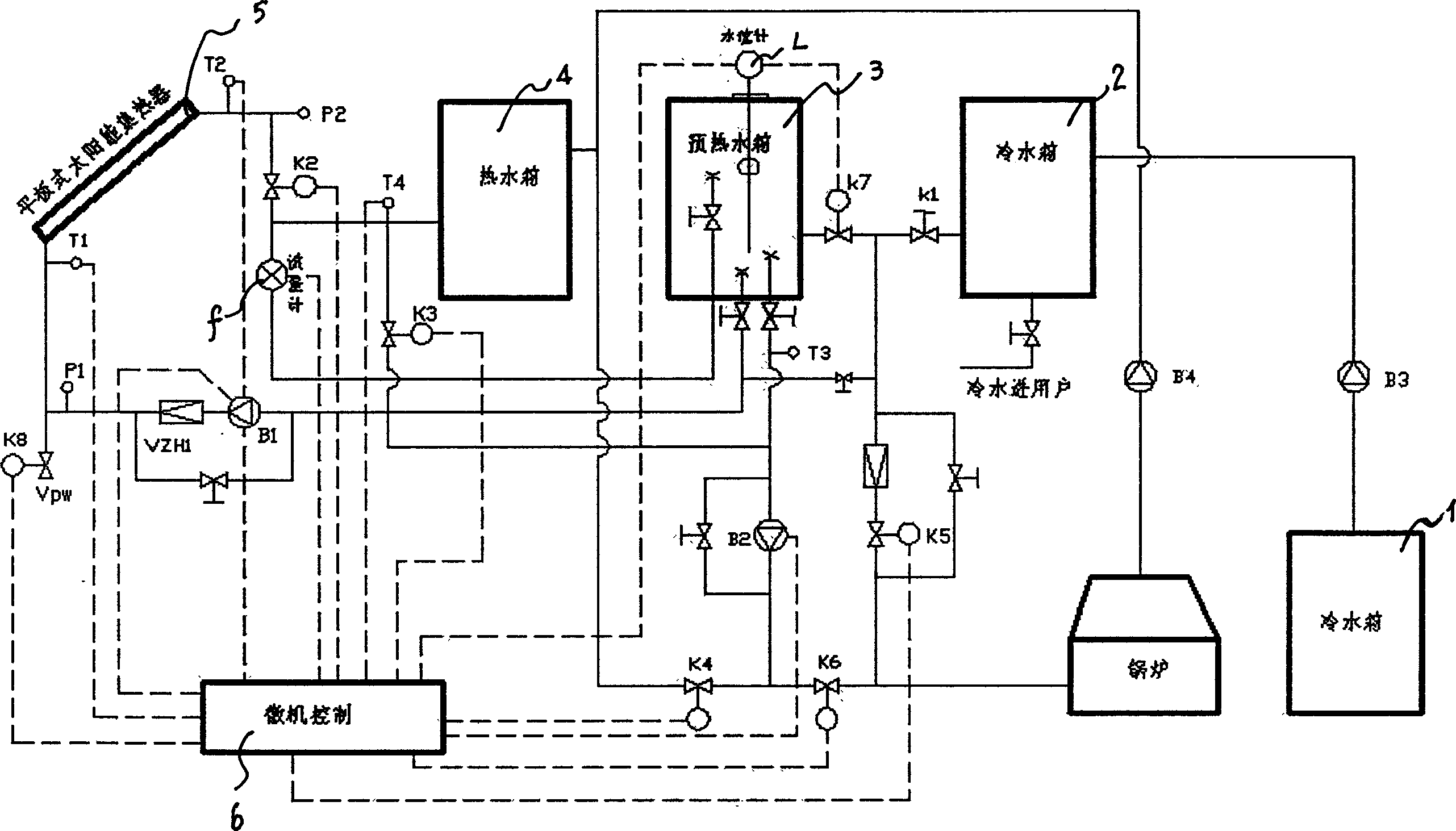 Energy source complementation type all-weather solar hot water supply system