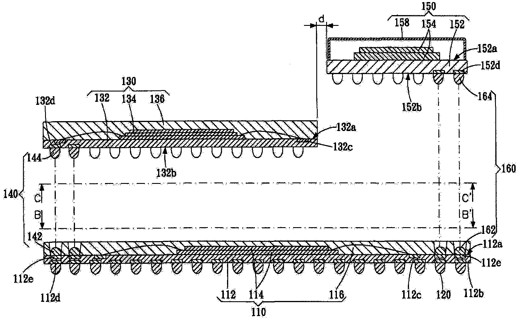 Stacking-type semiconductor package structure