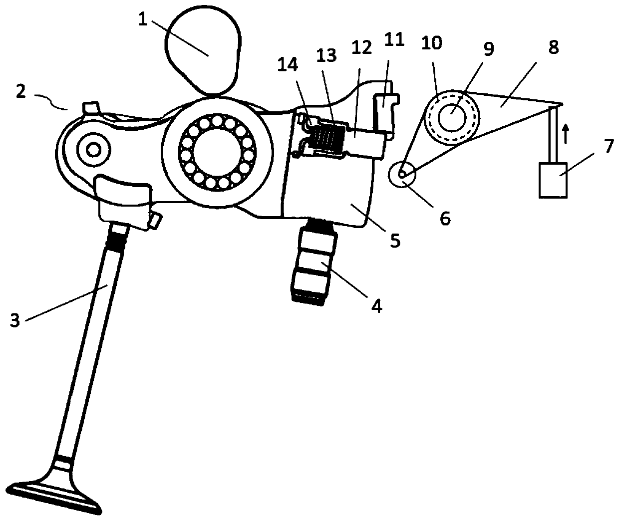 Actuating device, switchable rocker arm and variable valve mechanism