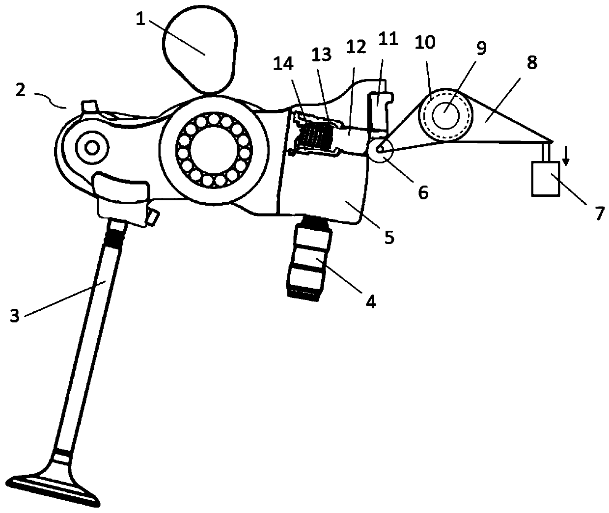 Actuating device, switchable rocker arm and variable valve mechanism