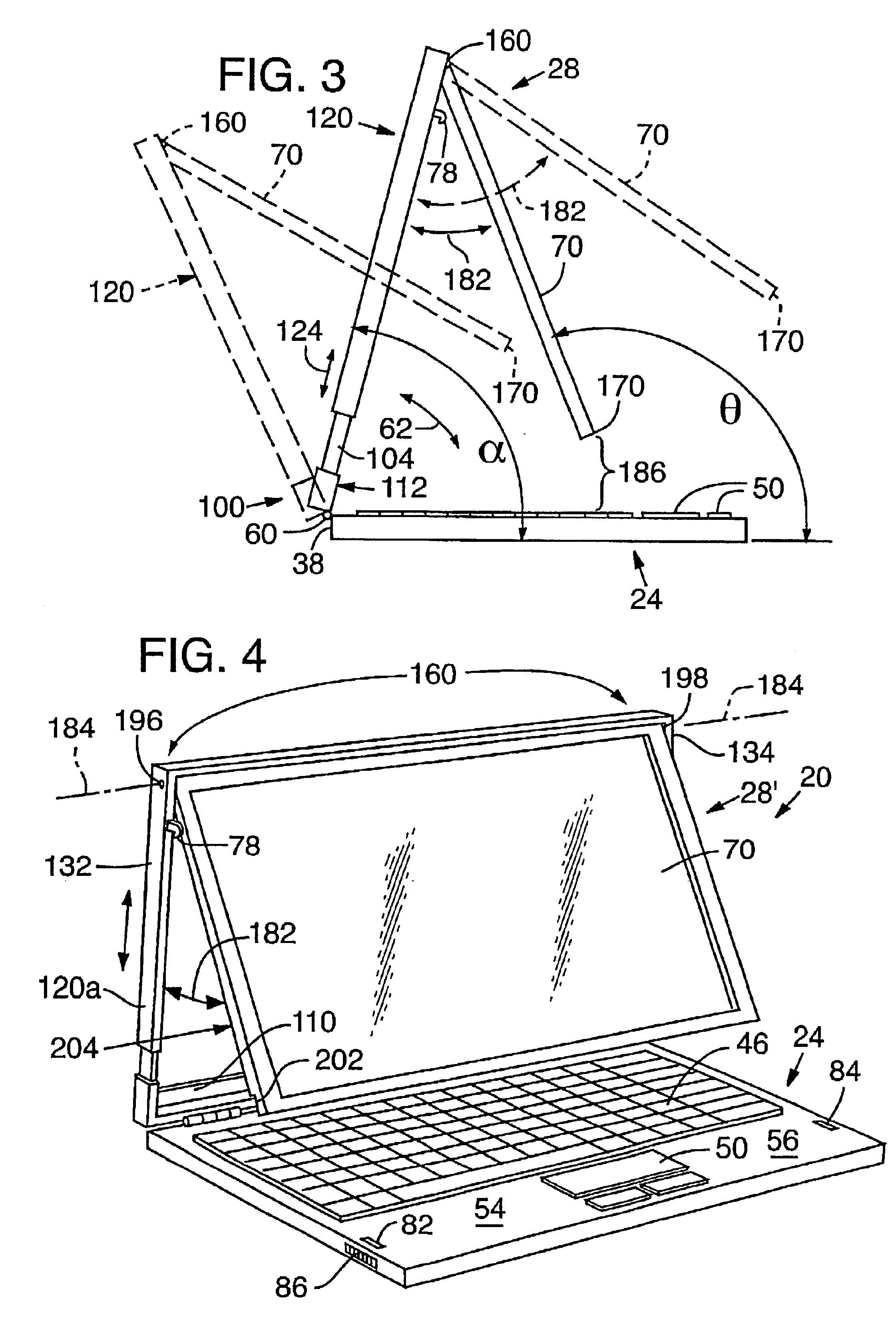 Display mounting for laptop computer