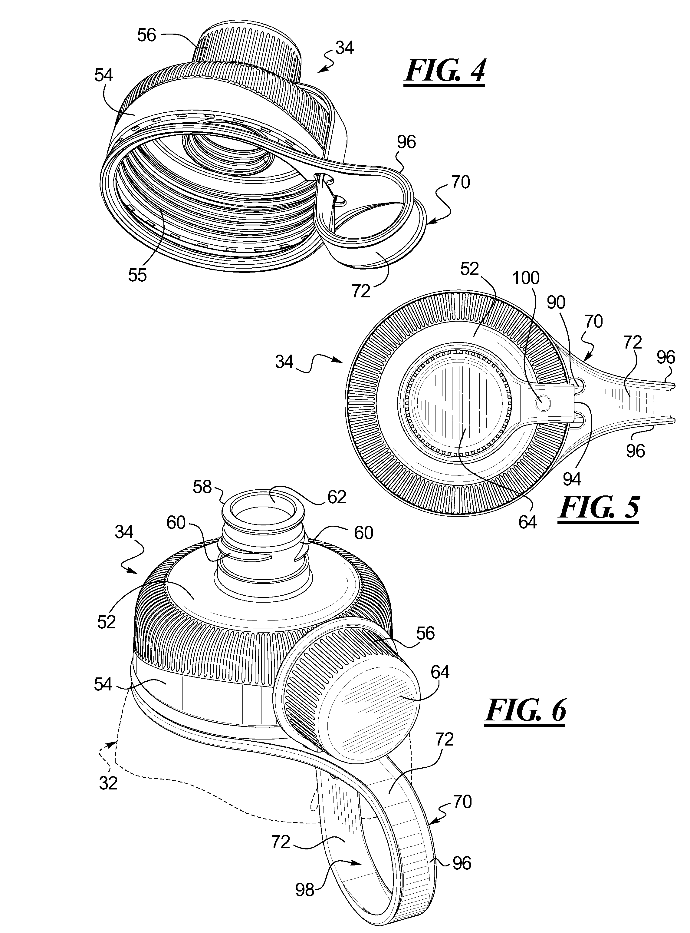 Container Cap with Tether