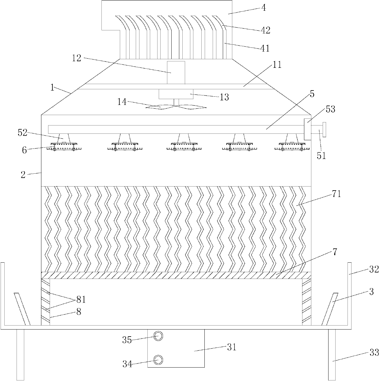 Cross flow type cooling tower for central air conditioner