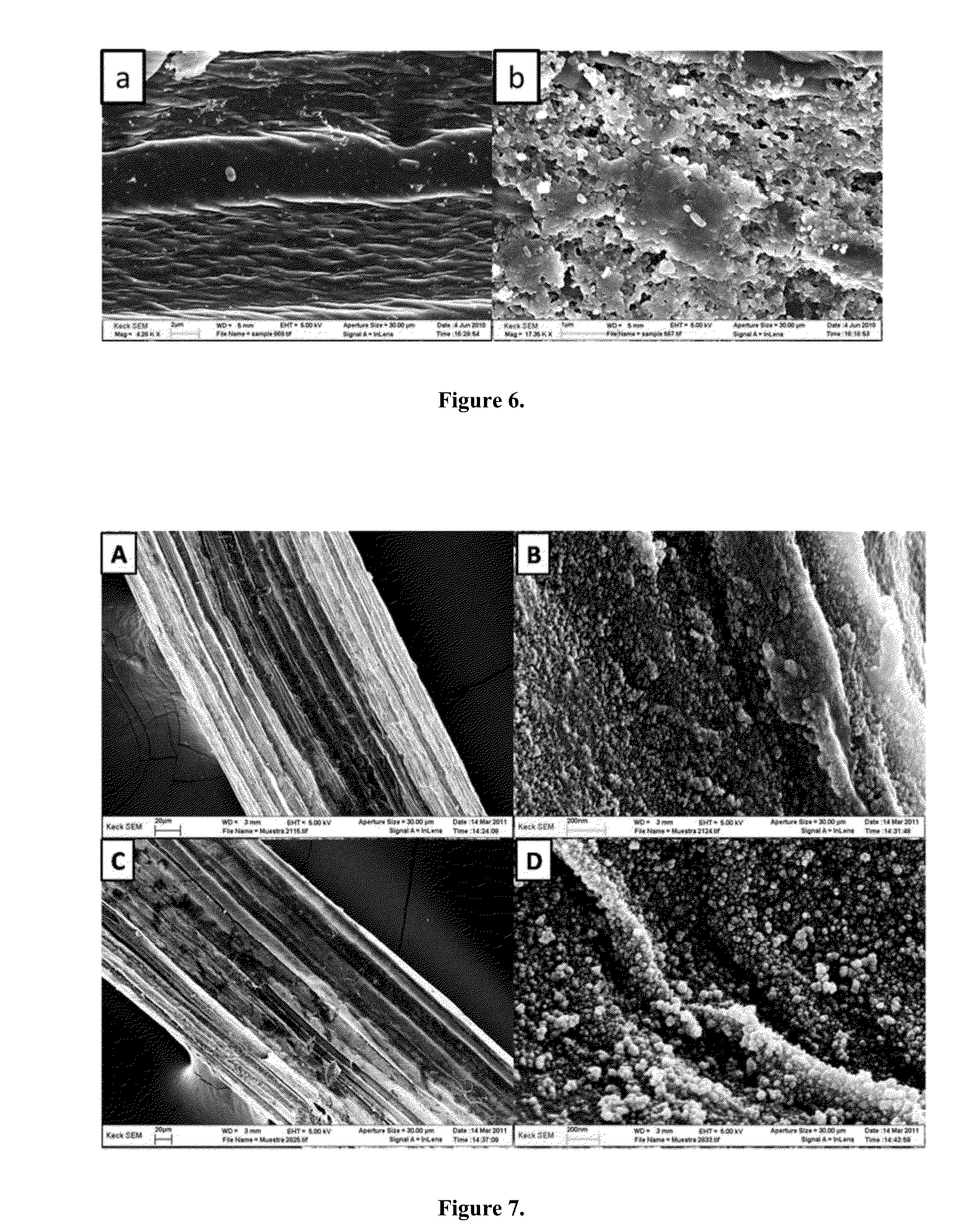 Material used in the removal of contaminants from liquid matrices