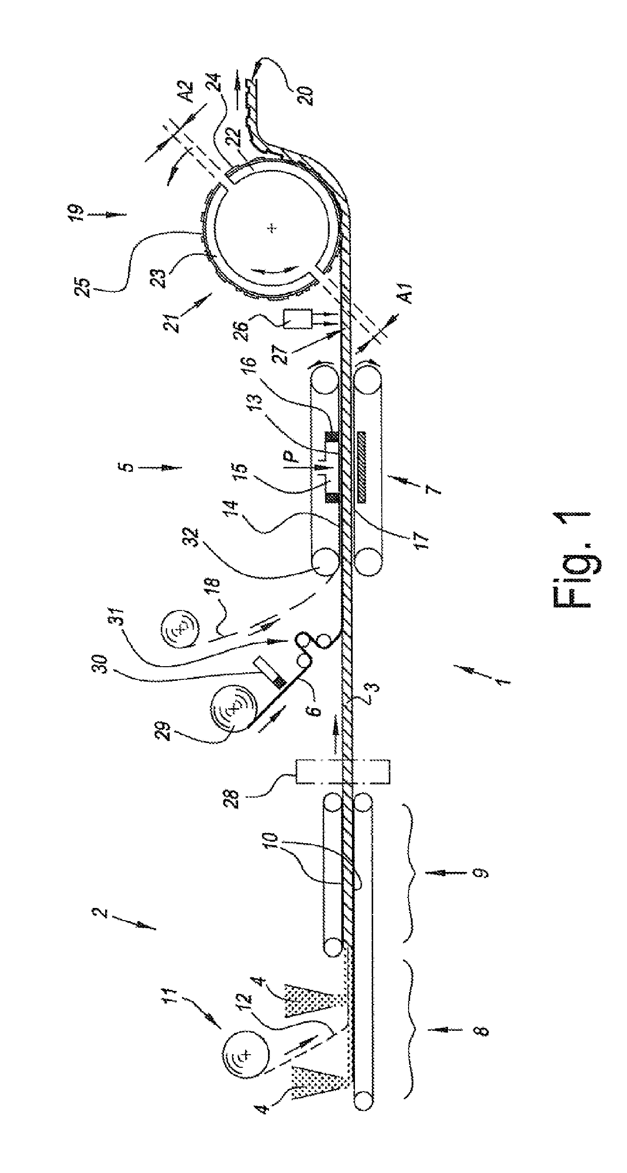 Method and installation for manufacturing a floor covering product and floor covering product obtained hereby