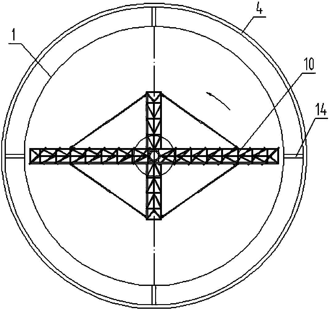 A settling tank for continuous separation of solid content of wet-process phosphoric acid