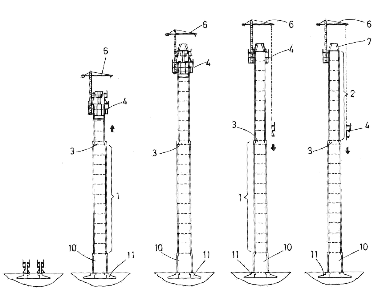 Concrete towers manufacturing method for wind turbines and concrete tower for wind turbine