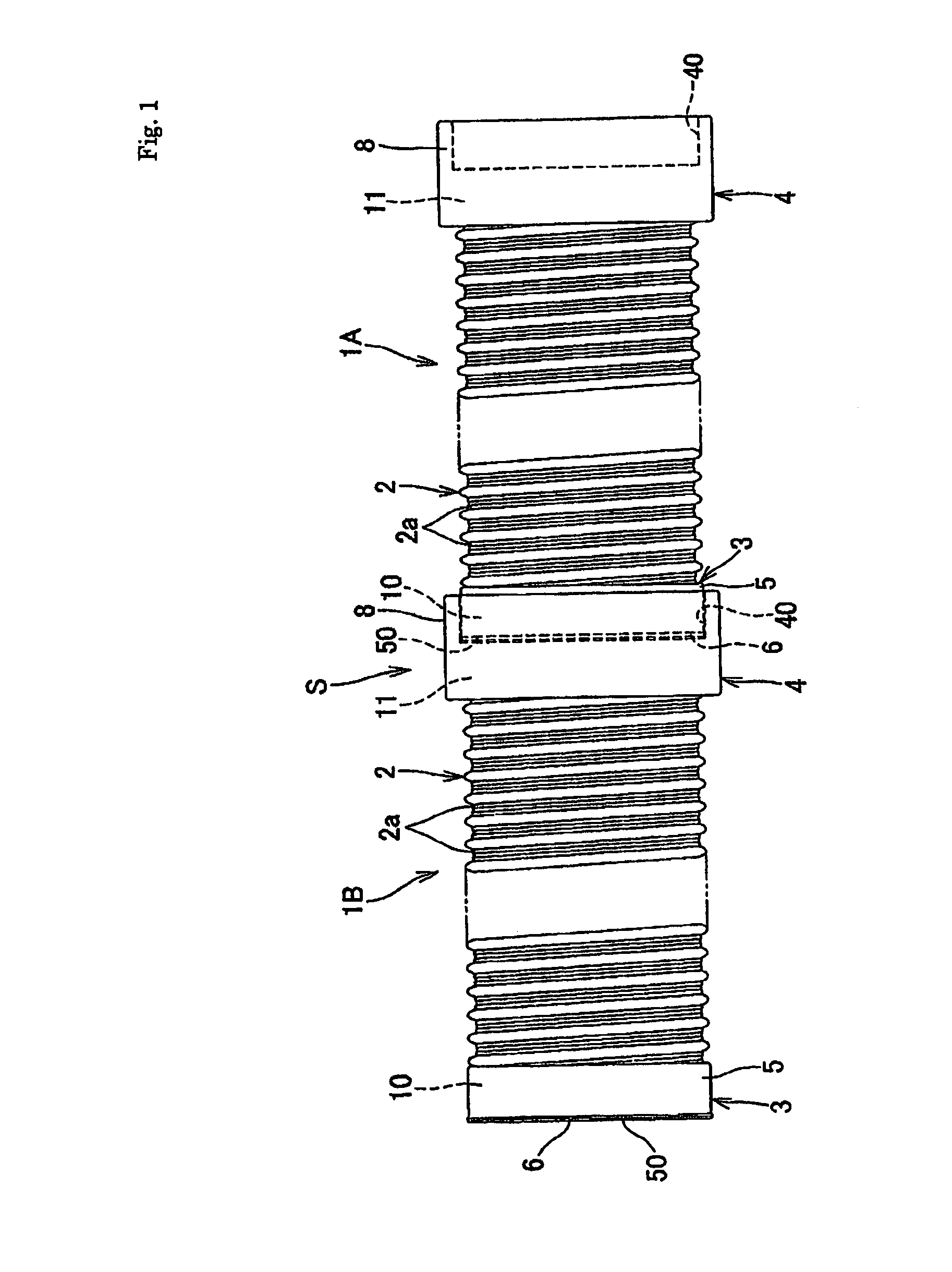 Connection structure of wave-shaped synthetic resin pipes, wave-shaped synthetic resin pipes used for the connection structure, and manufacturing method thereof