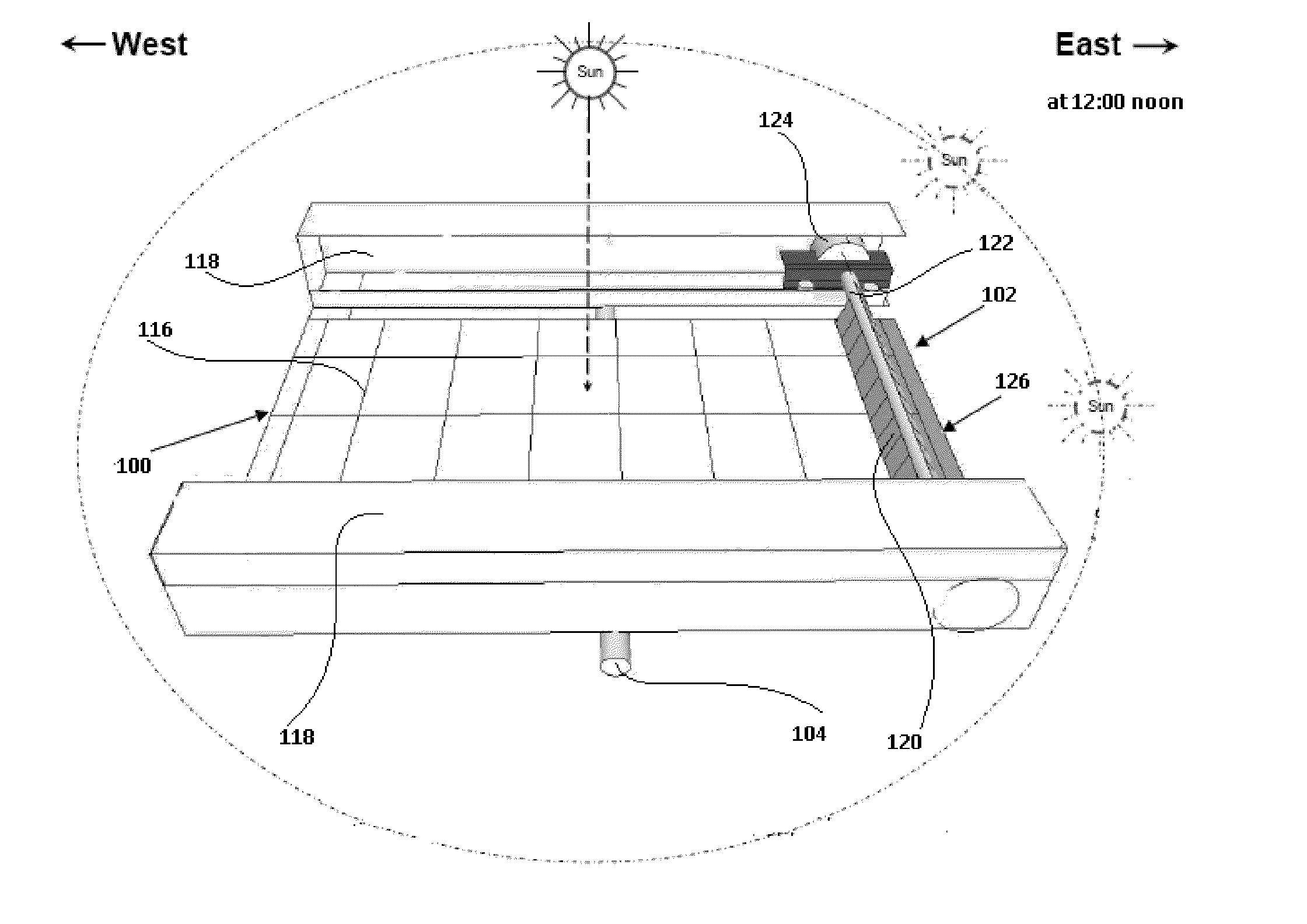 Sun tracking mechanism with automated cleaning arrangement for solar panel