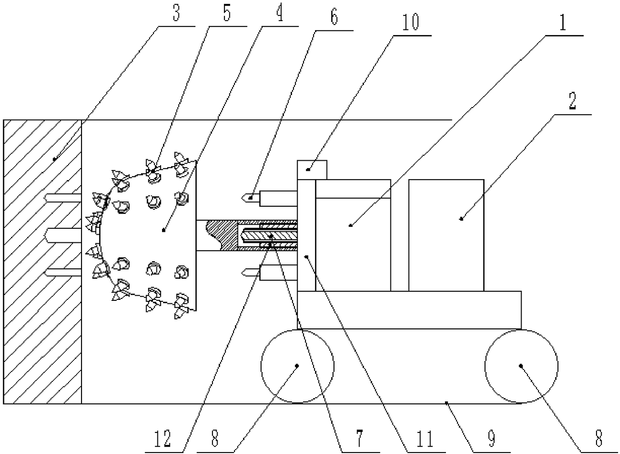 Rock roadway bursting and cutting united tunneling device and control method thereof