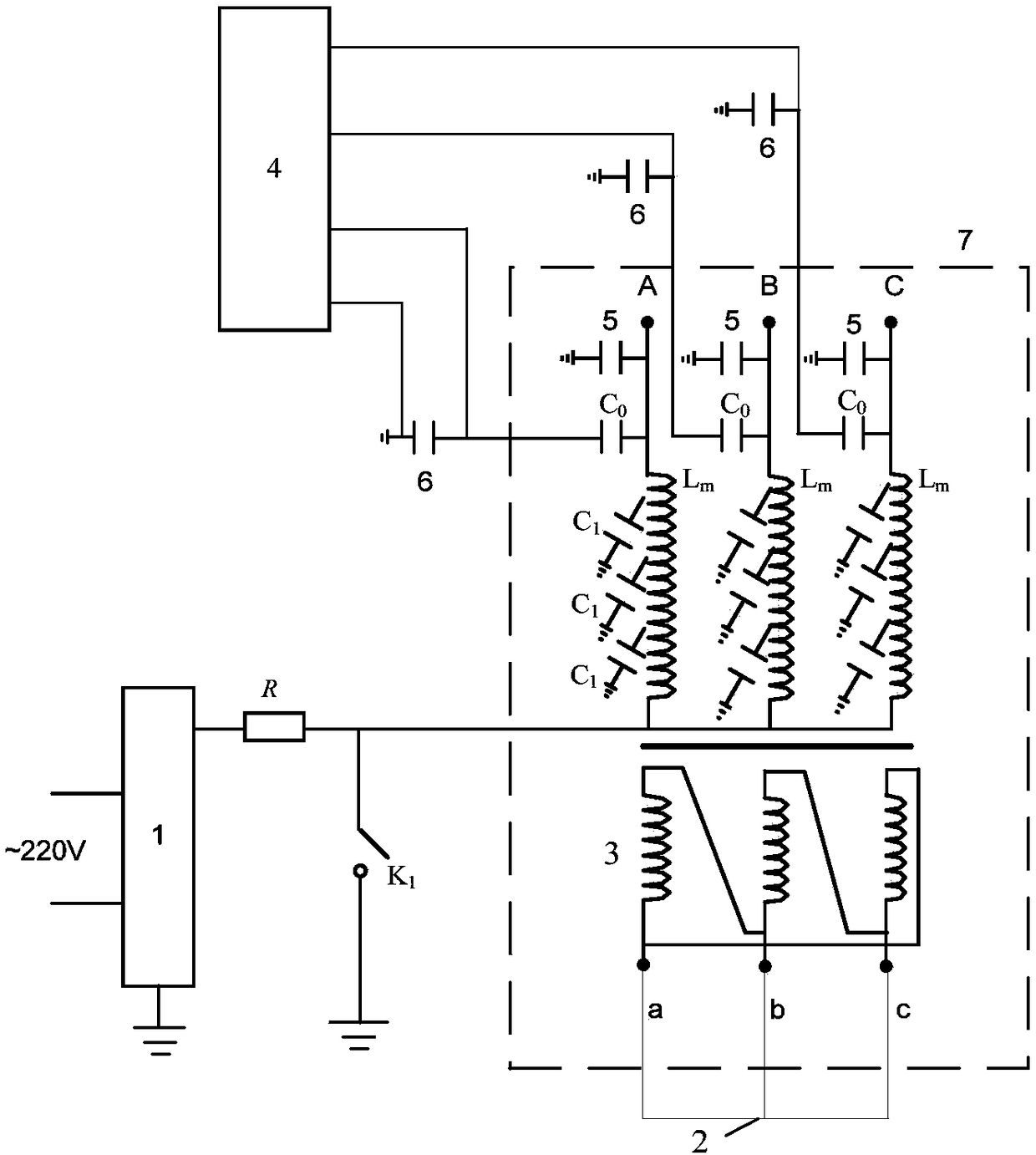 Oscillation wave detection transformer winding deformation circuit and method