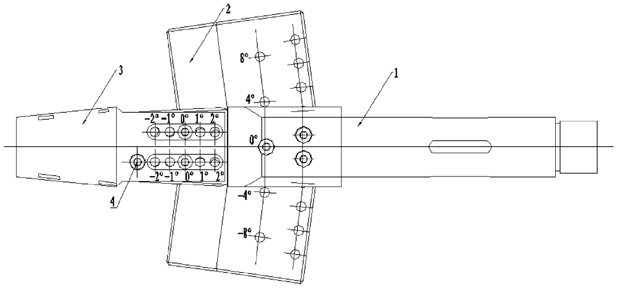 A side-slip mechanism in a wind tunnel that can realize positive and negative conversion of the side-slip angle and has a small blocking ratio