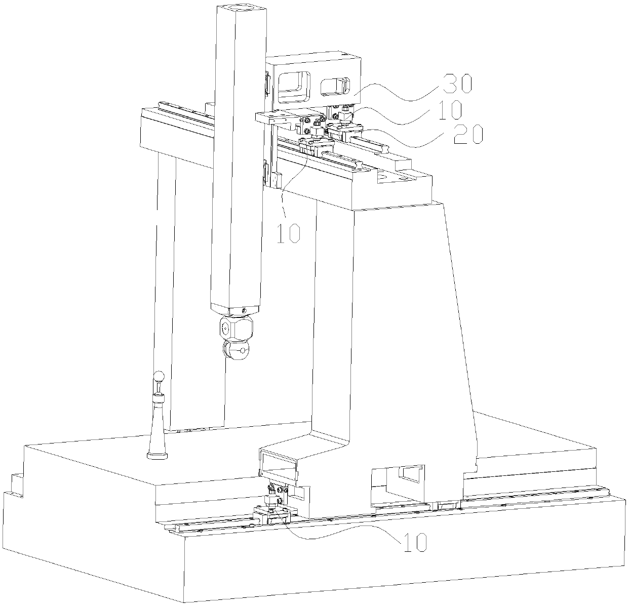 Adjusting locking device and three-coordinate measuring machine