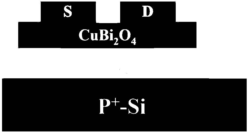 A ternary p-type CuBi2O4 thin film transistor and a preparation method thereof