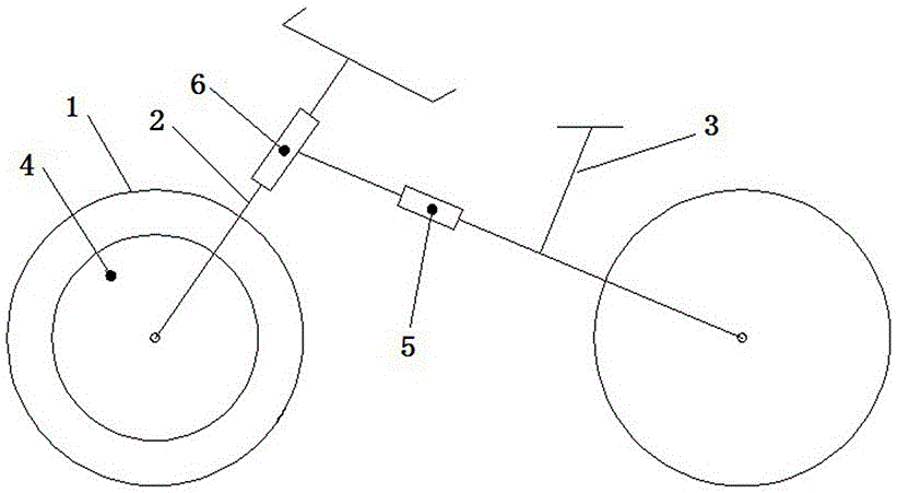 Single-row wheeled bicycle capable of being prevented from being overturned