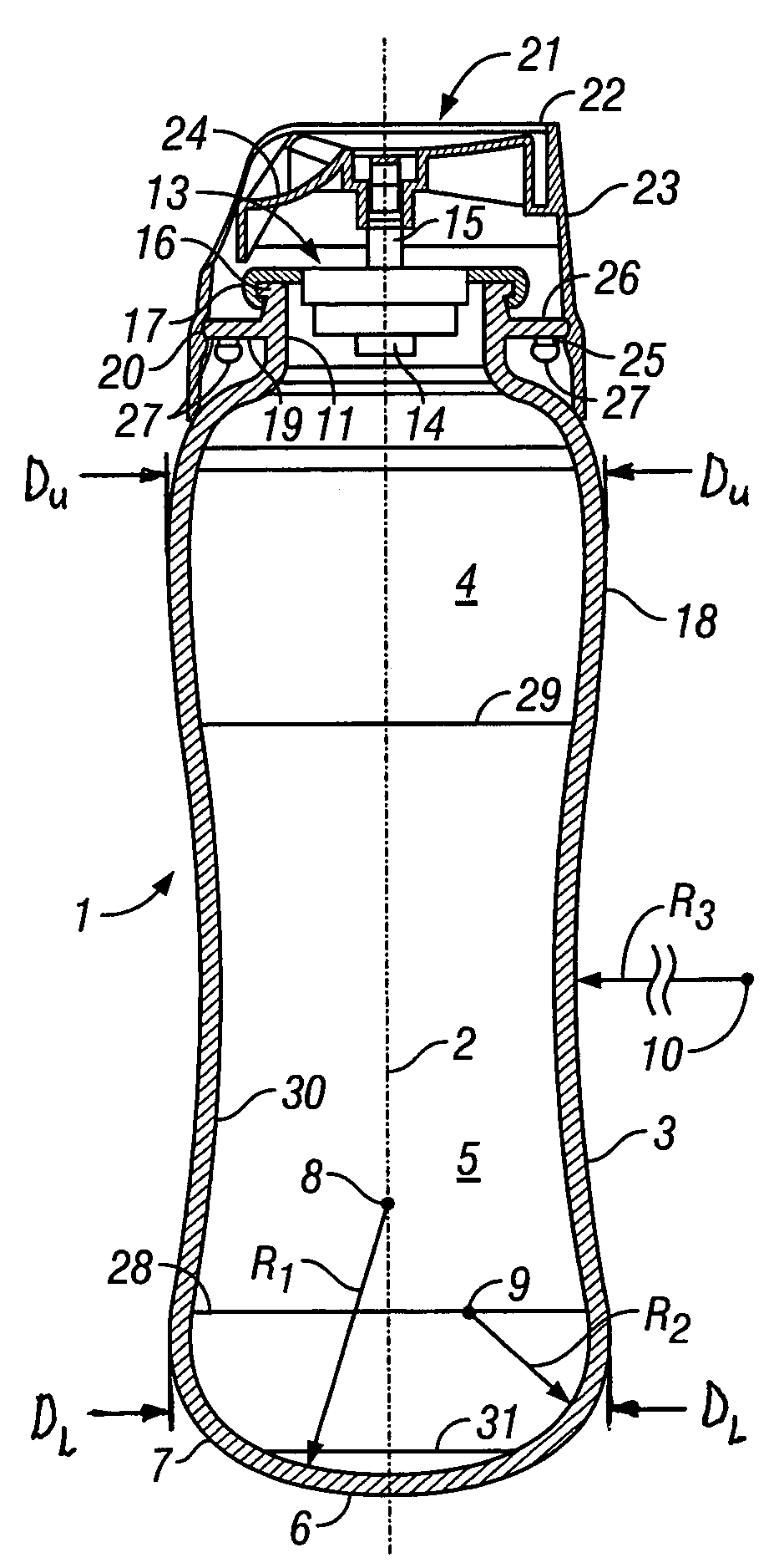 Pressurized plastic bottle for dispensing an aerosol