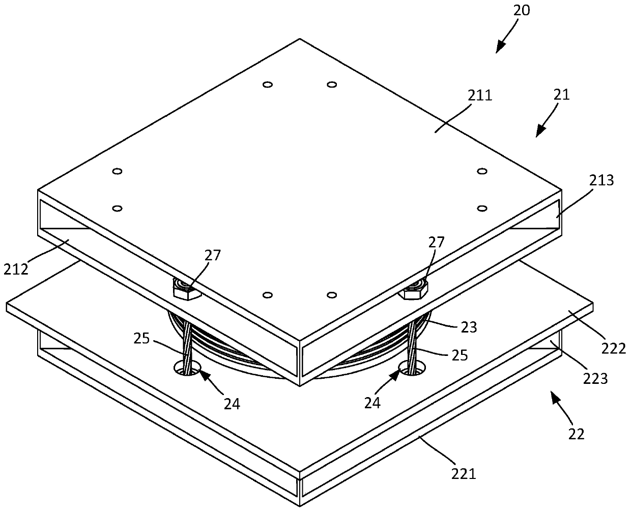 Tension-isolated bearings without additional lateral stiffness