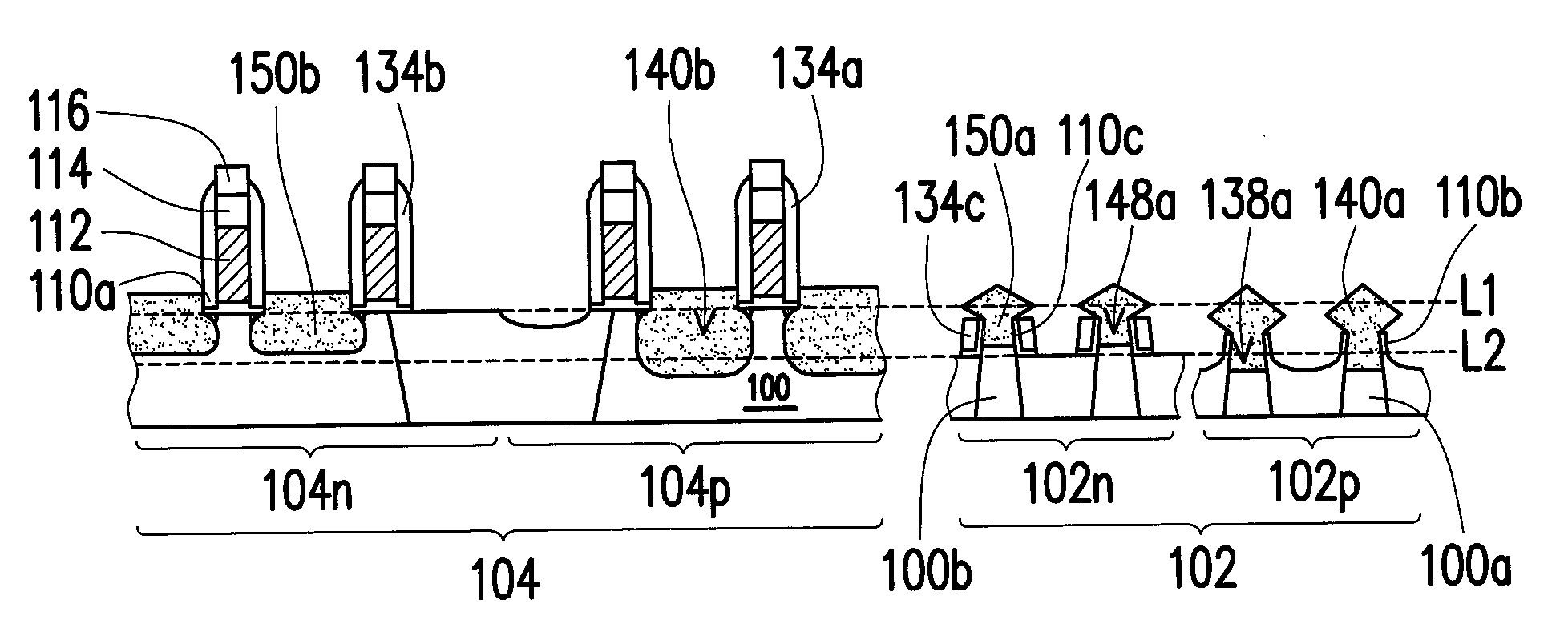 FinFET structure with cavities and semiconductor compound portions extending laterally over sidewall spacers