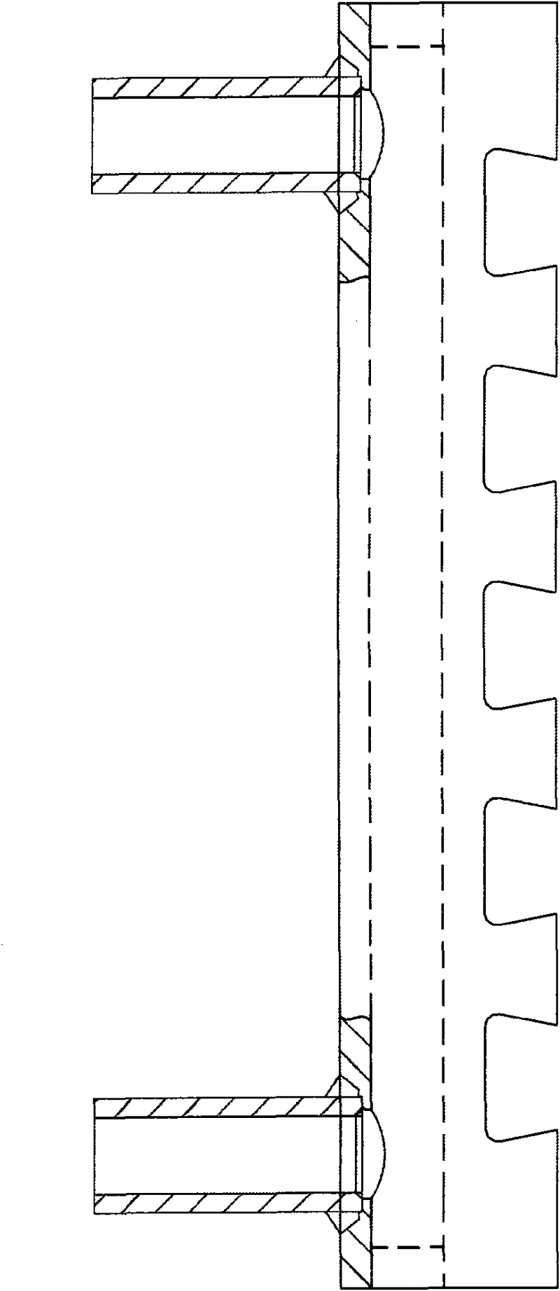 Copper cooling wall with reinforced piping structure