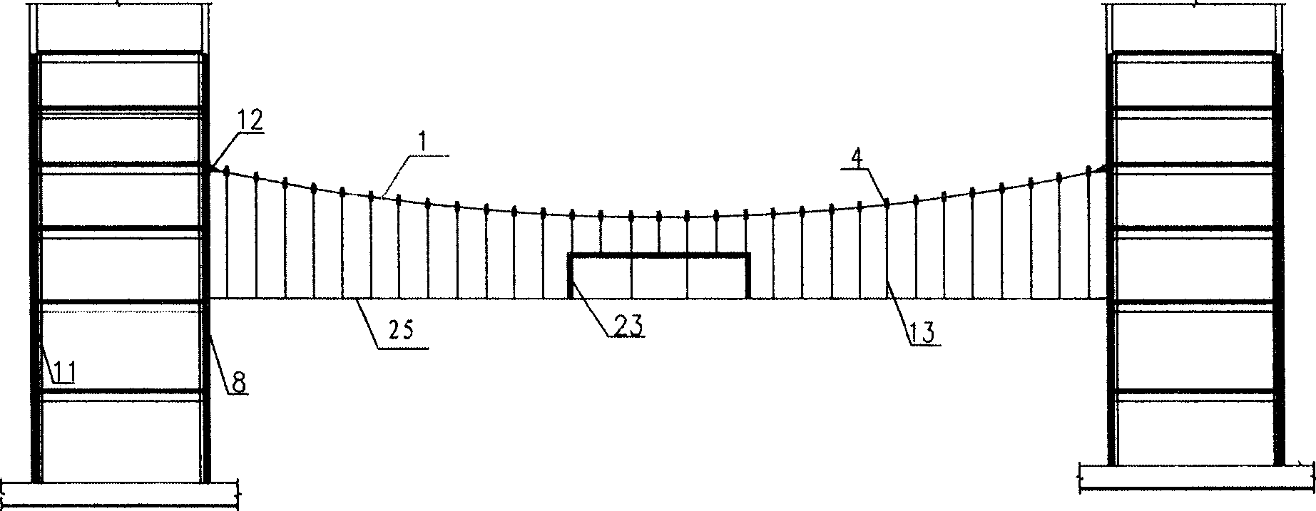 Large span suspended cable structure and its construction method