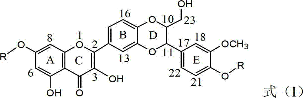 7 and 20 dehydro-silybin dialky ether and preparation method and medicine use thereof