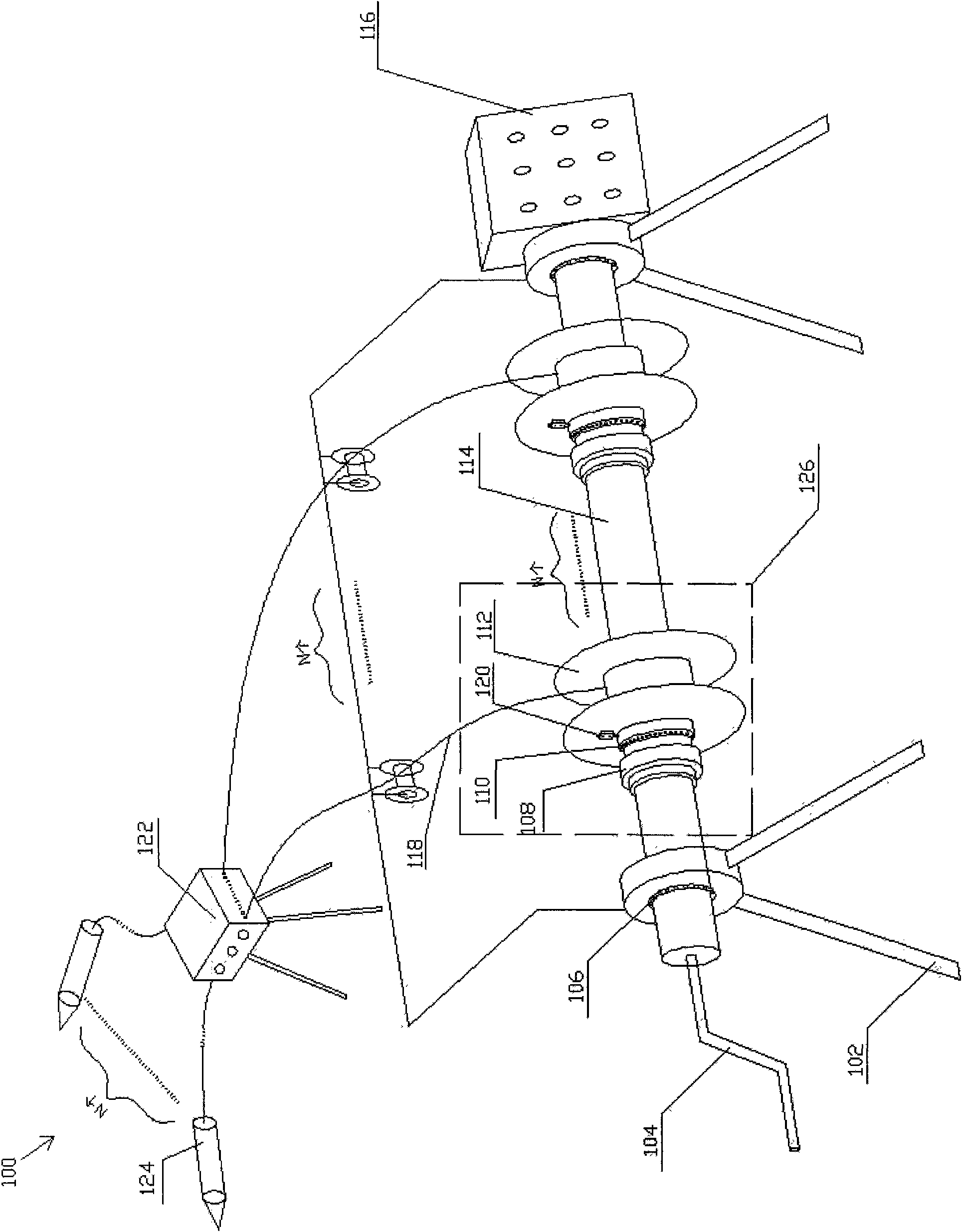 Device and method for taking up and laying cable conductors synchronously