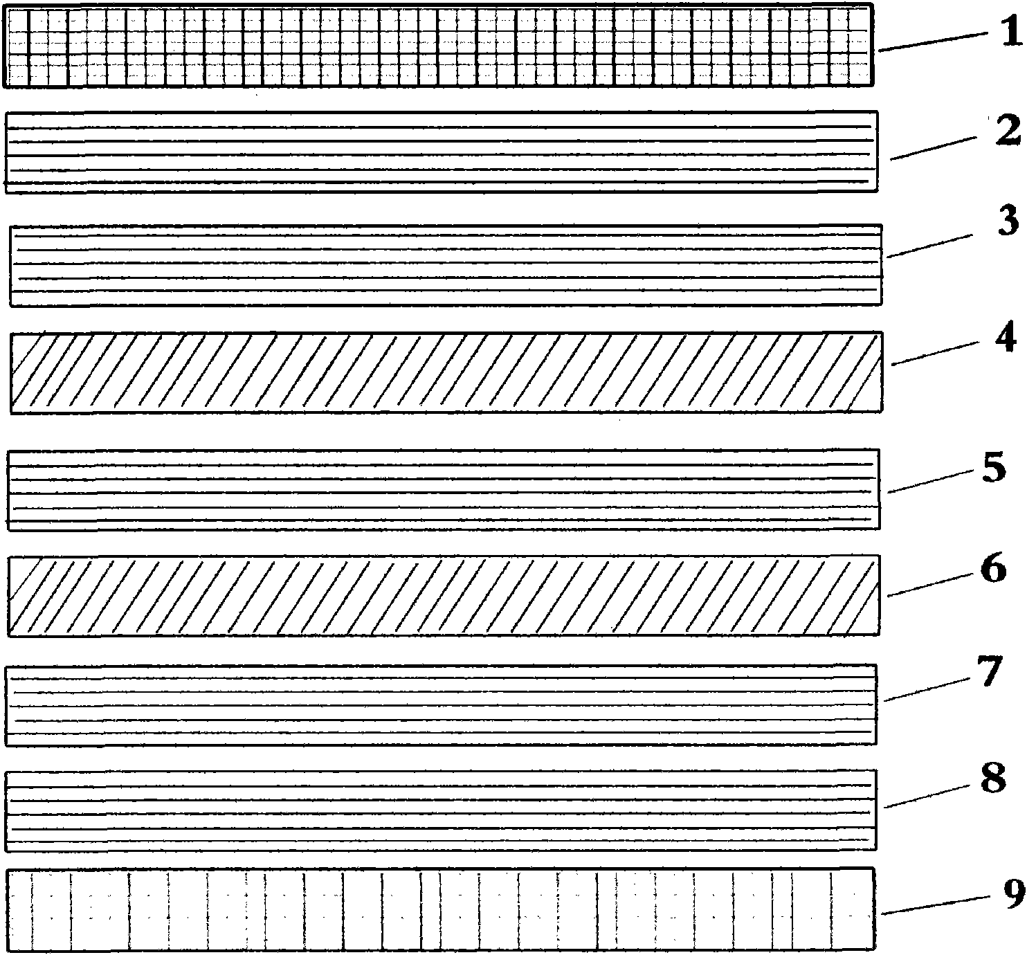 Wood-bamboo-glass-fibre pedal of skate board and production method thereof