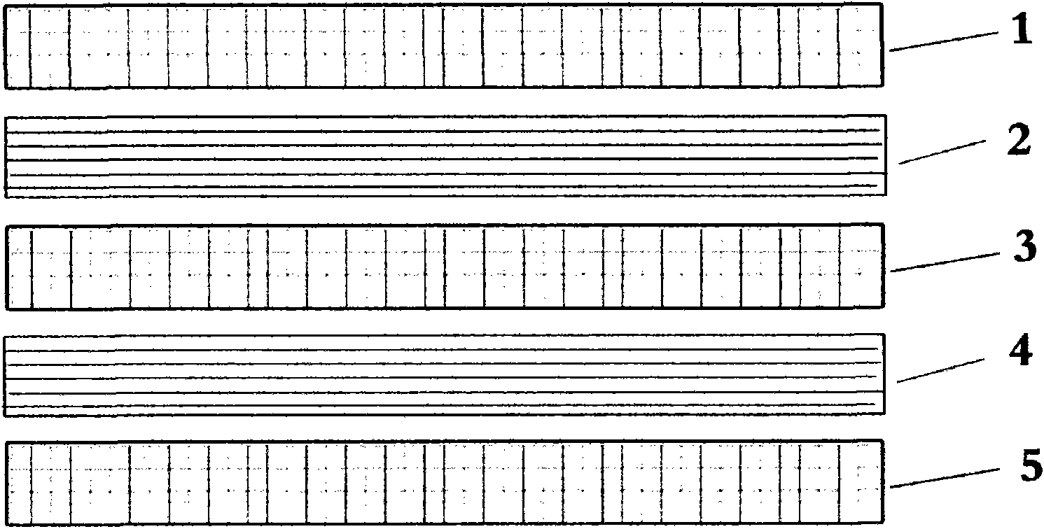 Wood-bamboo-glass-fibre pedal of skate board and production method thereof