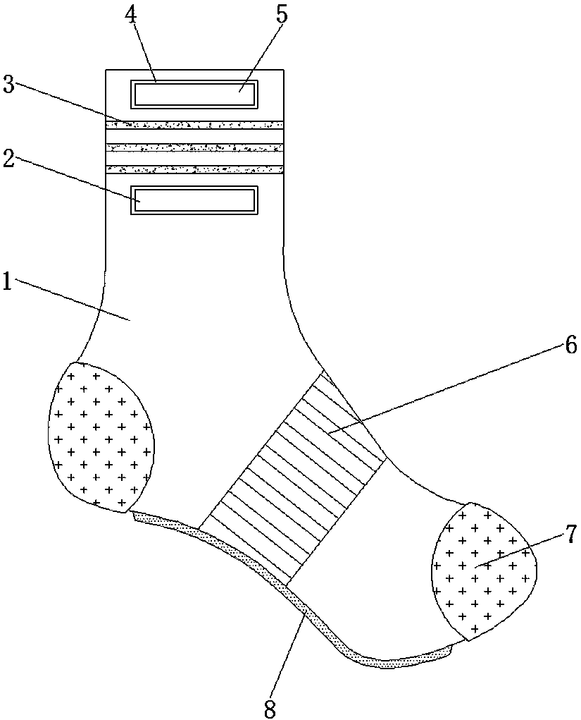 Novel antibacterial moisture-absorbing quick-drying welt-turned sock