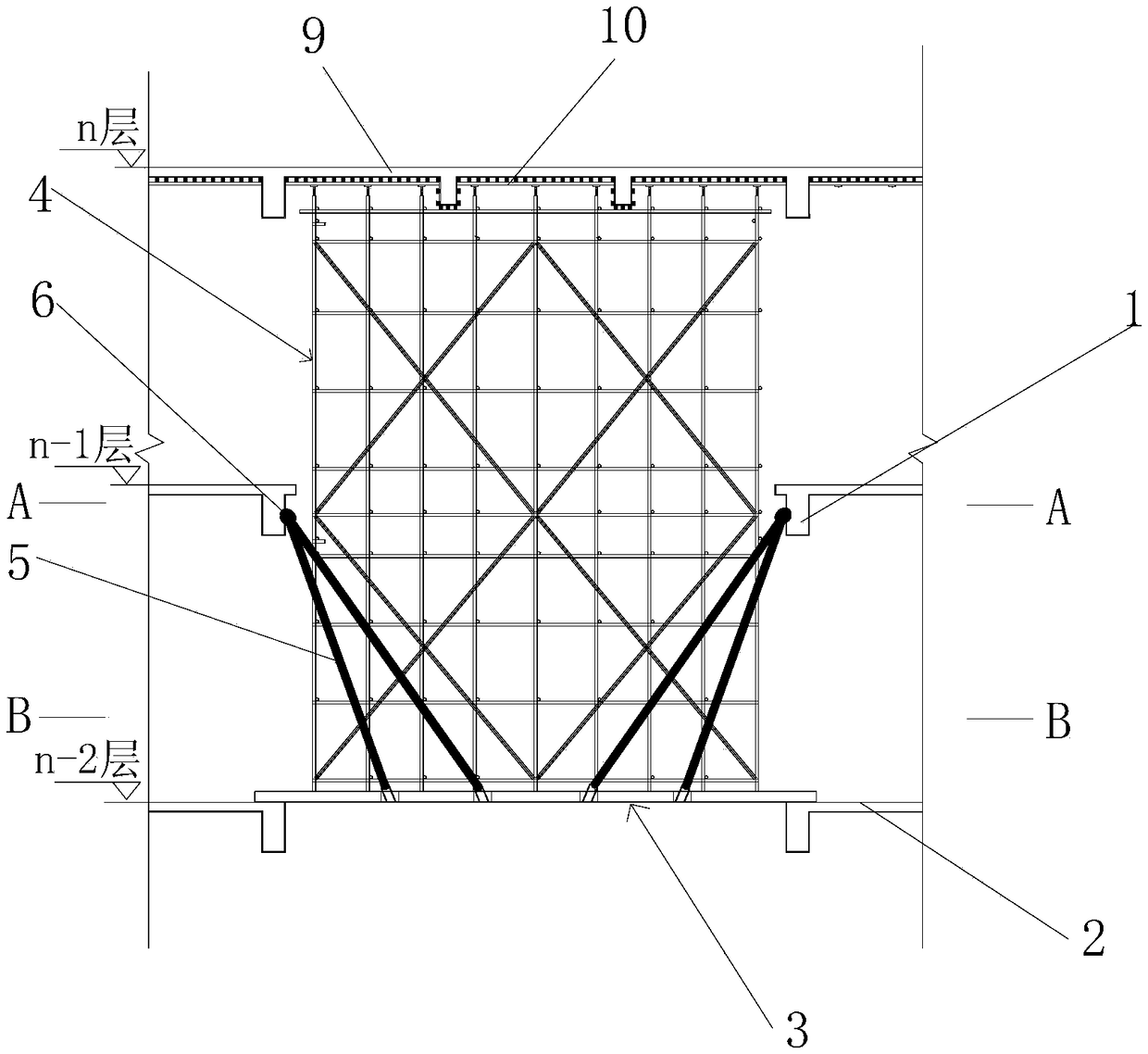 Construction technology of formwork support system of high-altitude cable-stayed steel operating platform