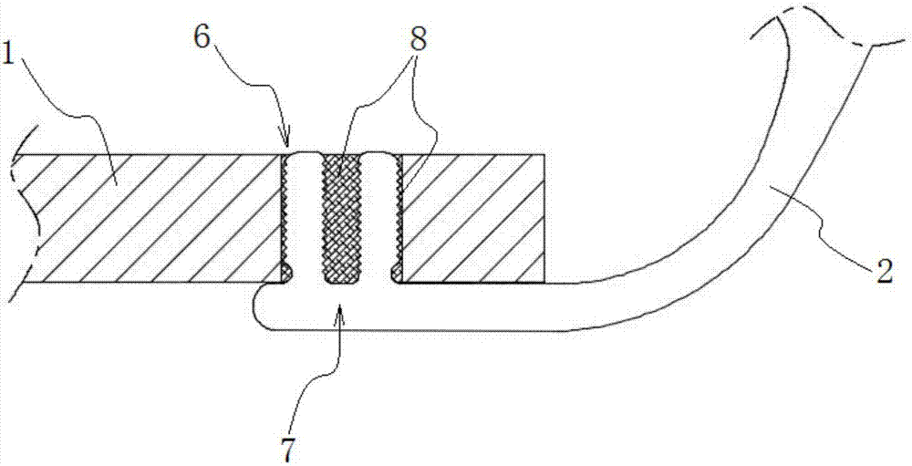 Lens connecting structure of rimless eyeglasses and rimless eyeglasses using lens connecting structure