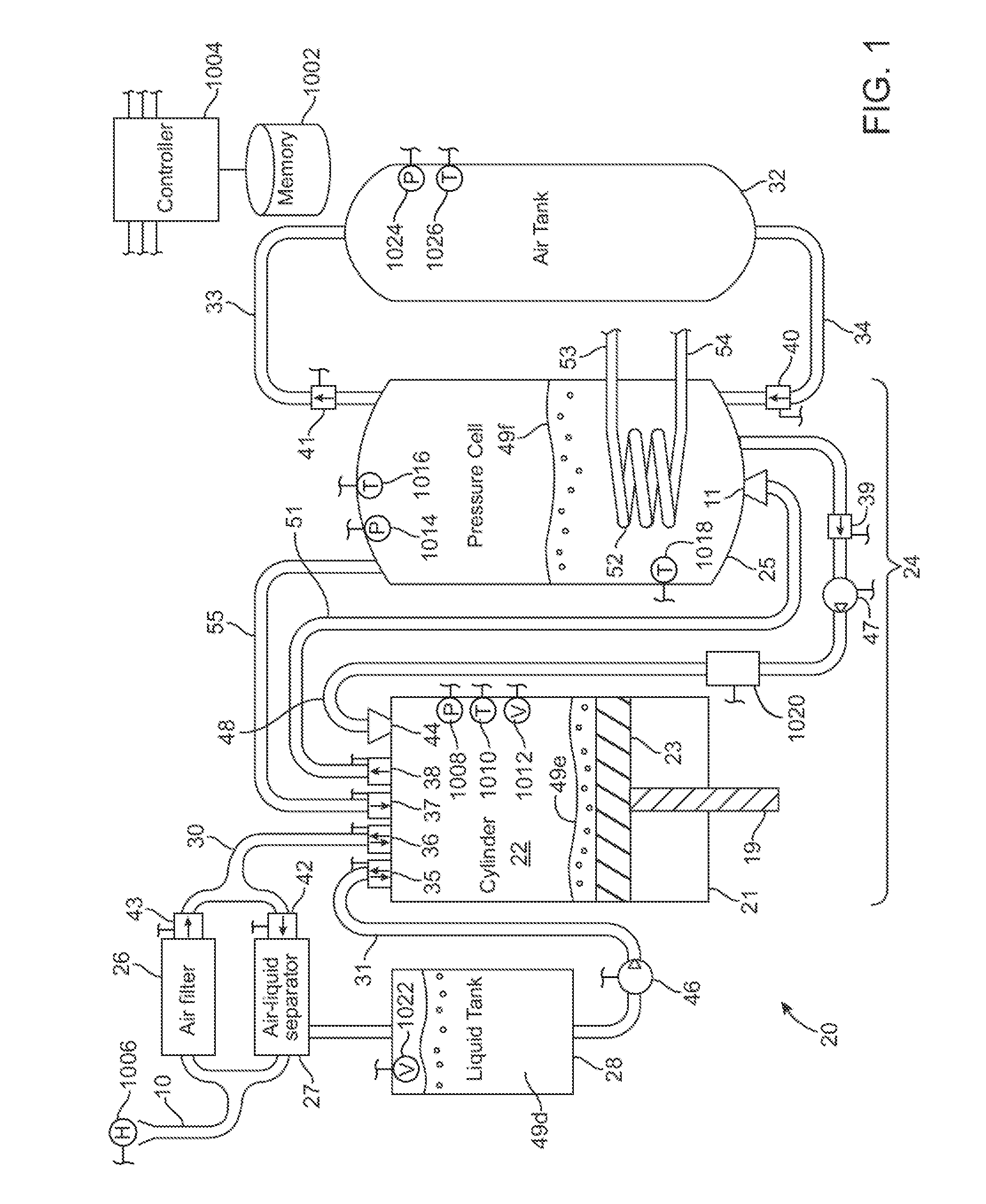 Compressed air energy storage system utilizing two-phase flow to facilitate heat exchange