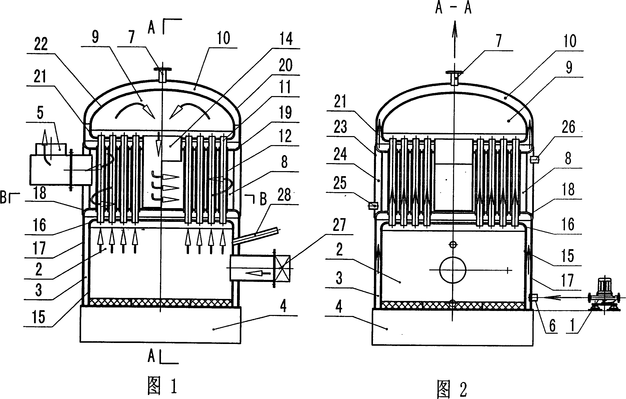 Casing tube boiler