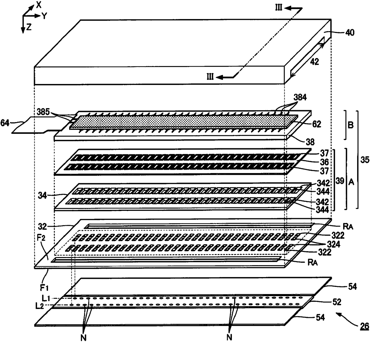 Piezoelectric device, liquid discharging head, and liquid discharging apparatus